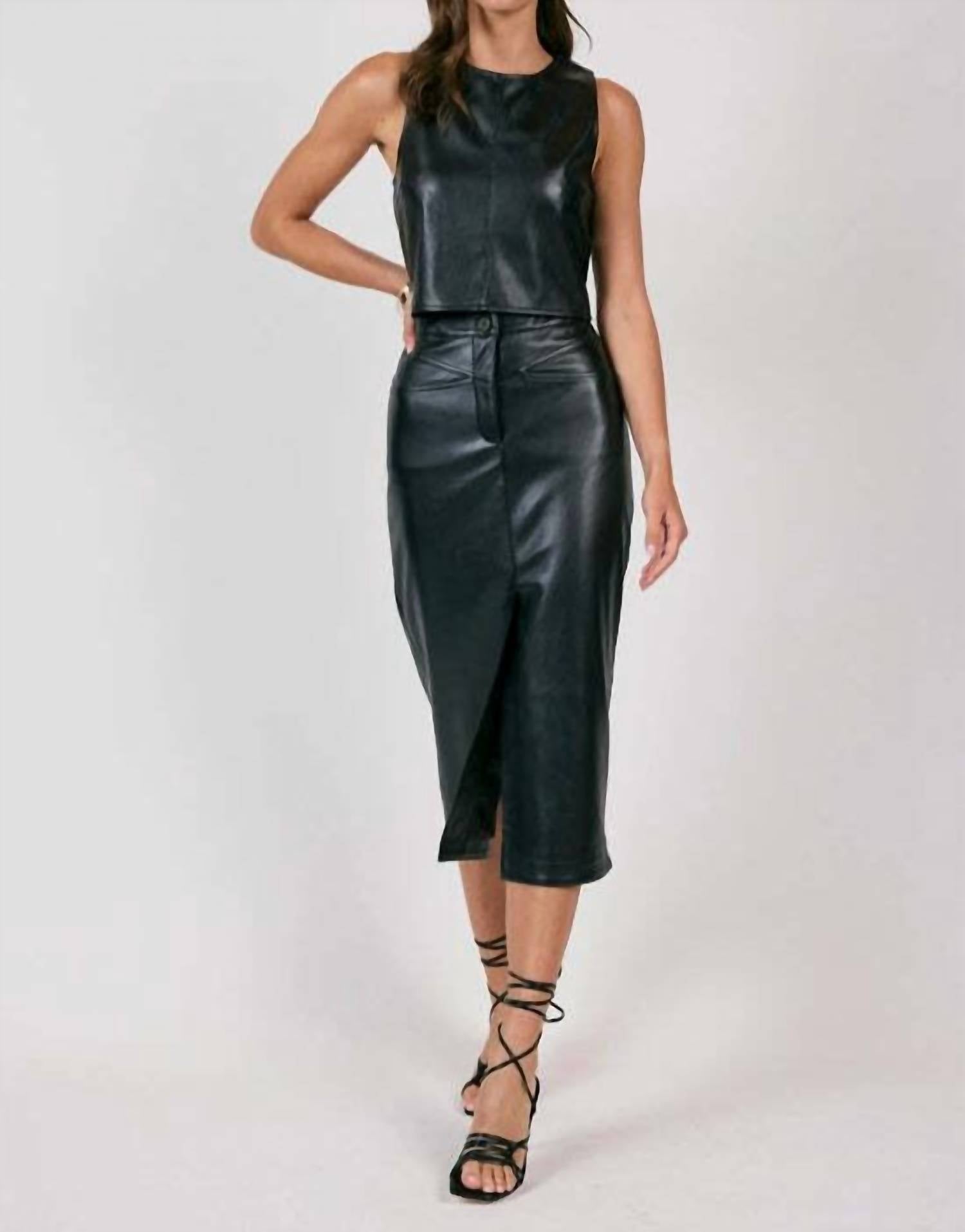 Sadie & Sage - New Era Faux Leather Sleeveless Top
