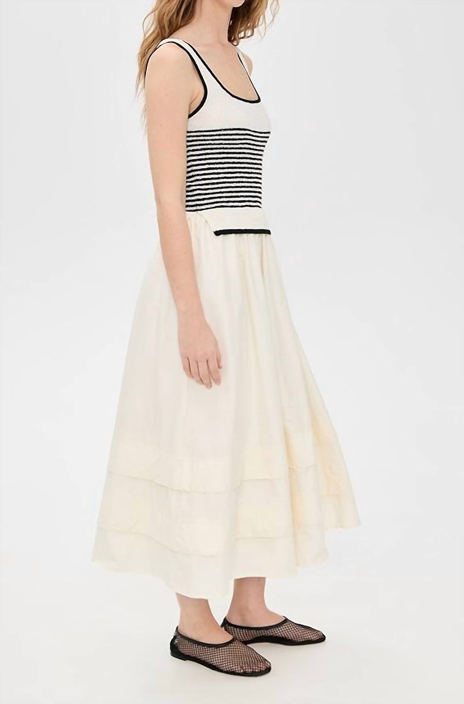 Moon River - Striped Knit Top Midi Dress