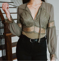 Strut & Bolt - Lace detail long sleeve bodysuit