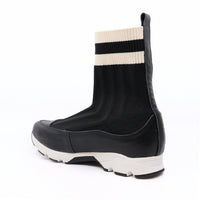 All Black - Women's Stripey Sock Bootie