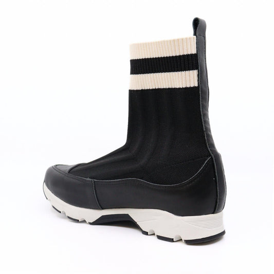 All Black - Women's Stripey Sock Bootie