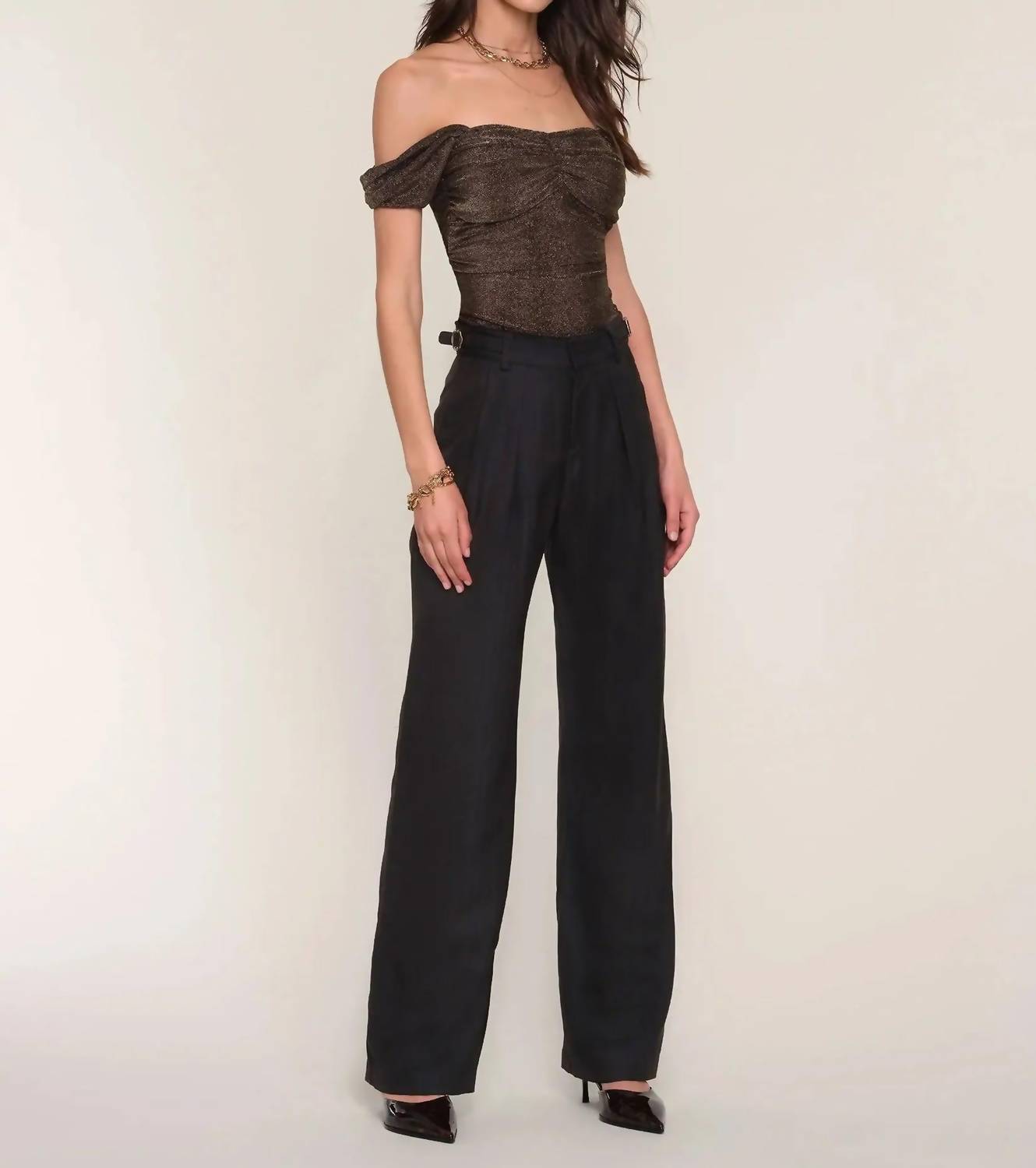 heartloom Remy Wide Leg Pants in charcoal - women's pants - detail view