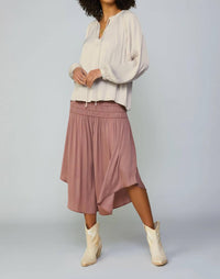 Current Air - Gathered Split Neck Blouse