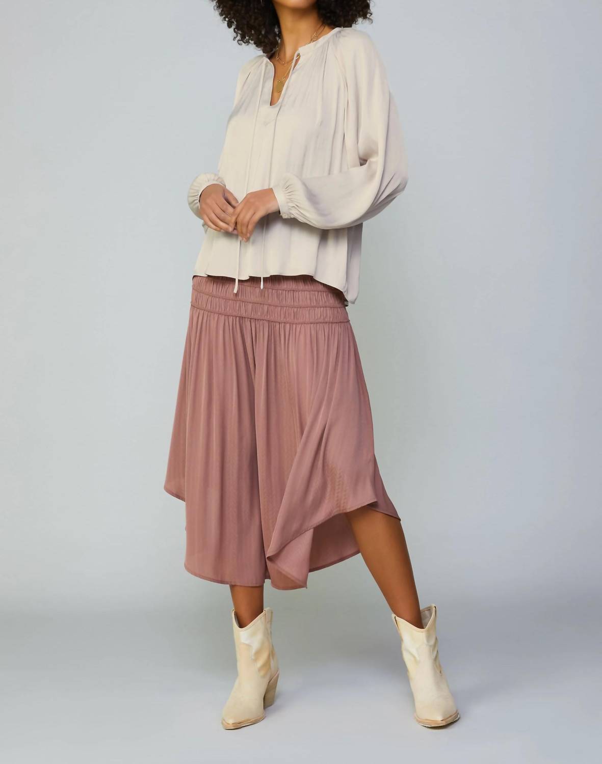 Current Air - Gathered Split Neck Blouse