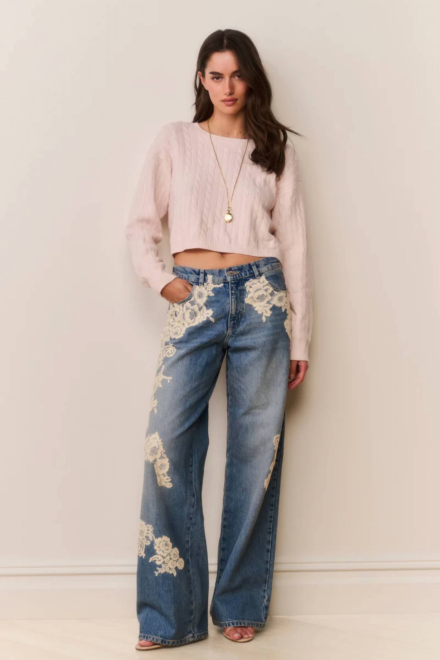 Loveshackfancy - Bambie Lace Appliqué Jeans