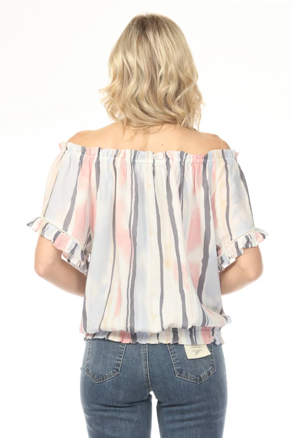 Charlie B - Striped Off-shoulder Peasant Blouse