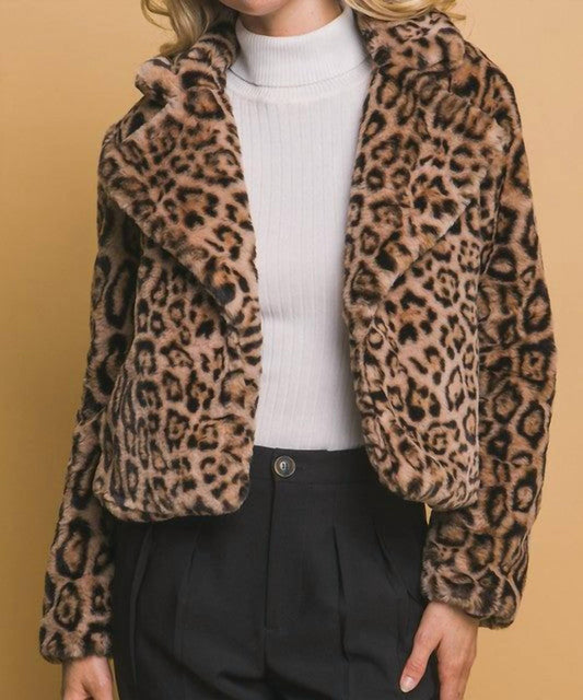 Love Tree - Faux Fur Cropped Jacket