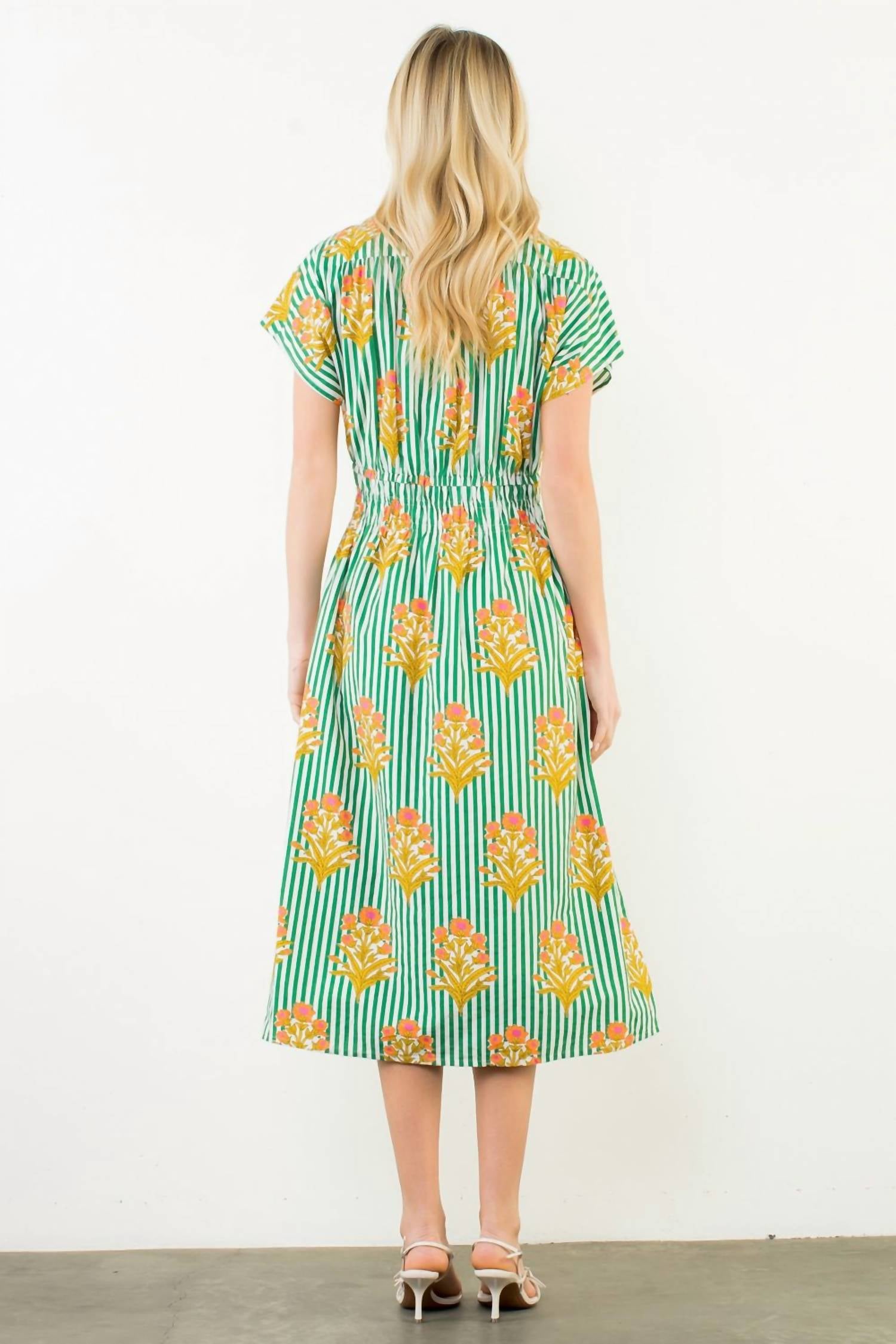 Thml - Striped Floral Midi Dress