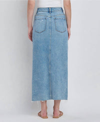 Vervet By Flying Monkey - Front Slit Maxi Midi Denim Skirt