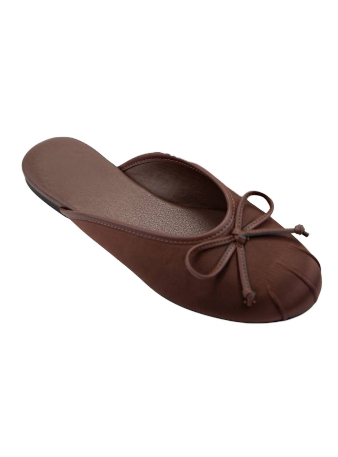 Ccocci - Women's Bow Accent Satin Ballet Flat Mules