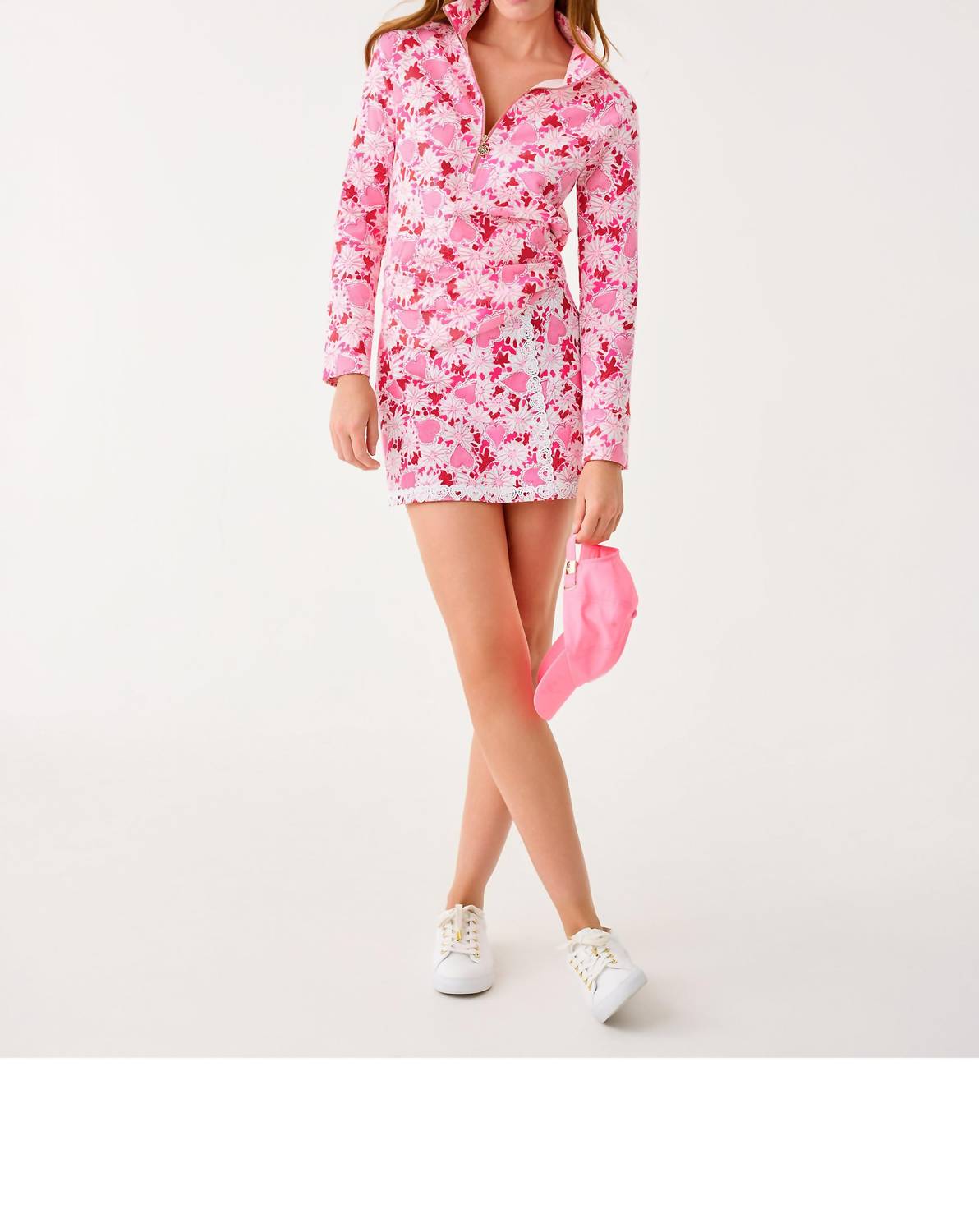 Lilly Pulitzer Skipper Popover Half Zip Pullover in coconut dear heart - women's top - view 4