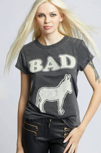 Recycled Karma Bad Burn Out Graphic Tee Shirt in grey - women's t-shirt - alternate view