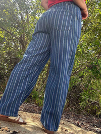 Easel - Stripe Barrel Leg Gypsy Fit Pant