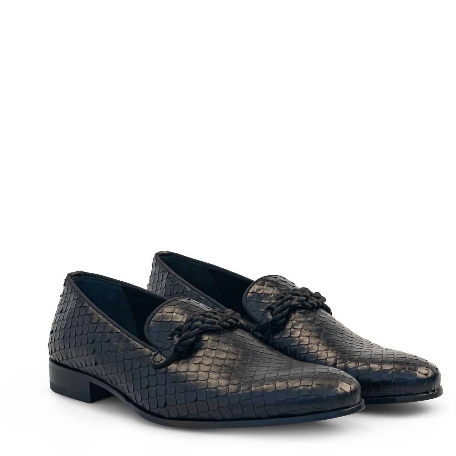 Mezlan Men's 20757 Embossed Braid Loafer in black - men's loafer