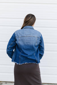 Mikarose Janice Denim Jacket in dark wash - women's jacket - alternate view