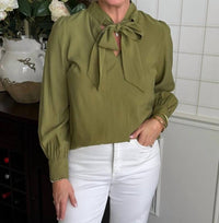Velvet Heart Anastasia Top in antique moss - women's blouse