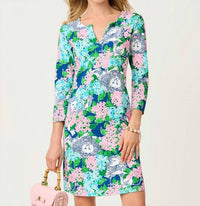 Lilly Pulitzer NADINE UPF 50+ DRESS in starlight navy lydia the lion - women's dress