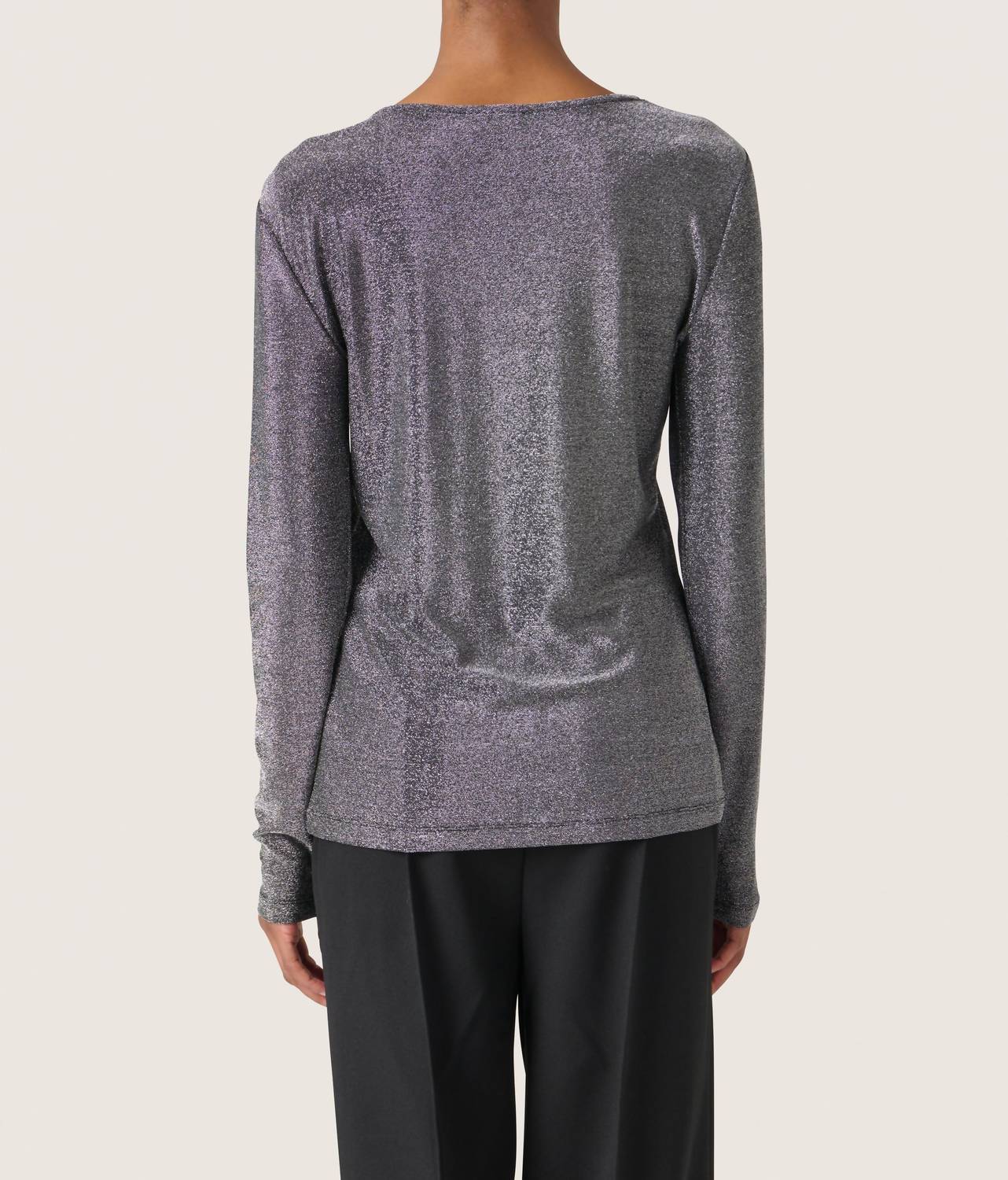 Soaked In Luxury - Skylara Knotted Long Sleeve Glitter Top