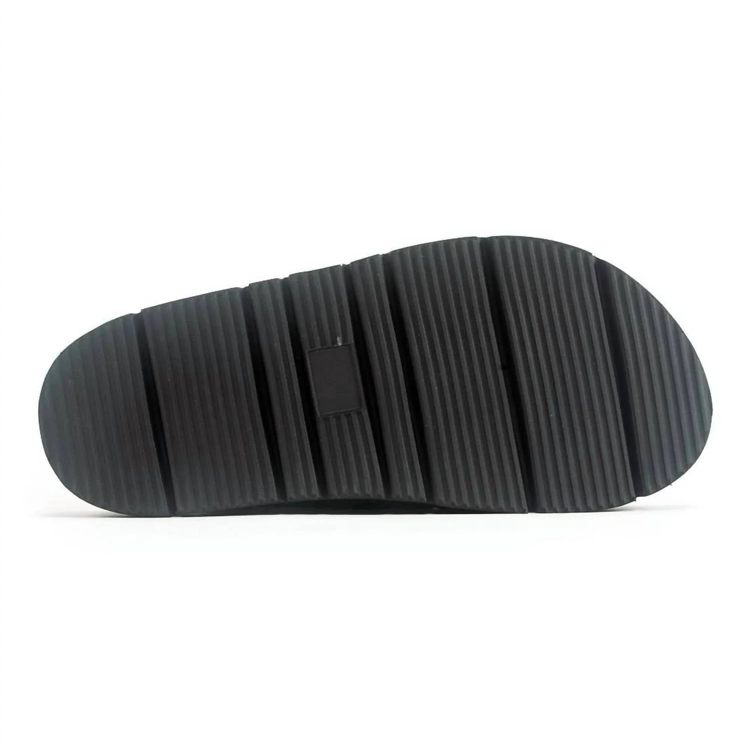 All Black - Women's Circle Buckle Lowform Sandal