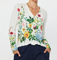 current air Floral Print Scalloped Cardigan in multi - women's cardigan