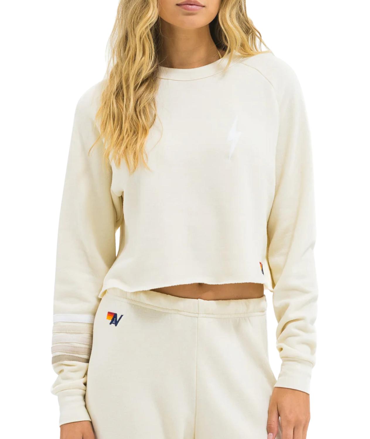 Aviator Nation - Bolt Rugby Stitch Crop Crew Sweatshirt