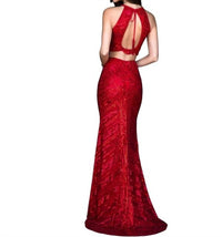 Sherri Hill Two Piece Sequin Gown in red - women's dress - detail view