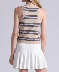 Minnie Rose - Cotton Cashmere Striped Crew Neck Tank