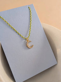 Tai Jewelry - Women's Braided Crescent Charm Necklace