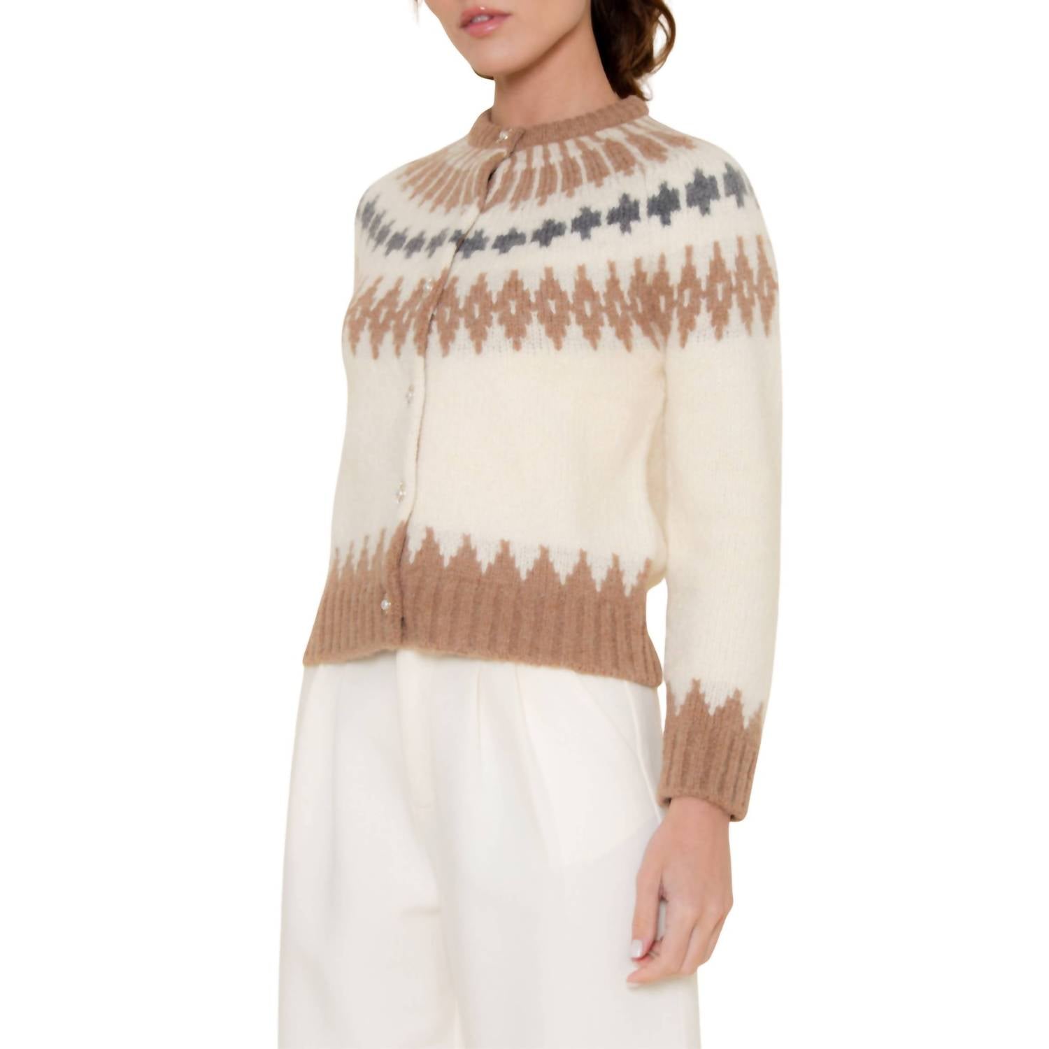 Fore Collection - Christmas Holiday Ski Pattern Knitted Cardigan