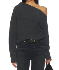 Brochu Walker Hart Off The Shoulder Sweater in dark charcoal melange - women's sweater
