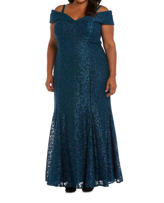 R&M Richards - Off The Shoulder Fishtail Evening Gown