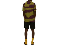 OAS Dusky Dune Short Sleeve Shirt in green purple - men's shirt - detail view