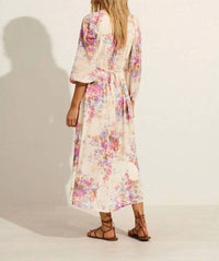 Hansen & Gretel Willow Flowy Midi Dress in floral - women's dress - detail view