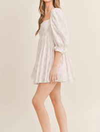 Mable - FLORAL PRINT PUFF SLEEVE SQUARE NECK MINI DRESS