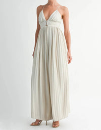 Endless Blu. - Golden Grace Wide Leg V-neck Jumpsuit