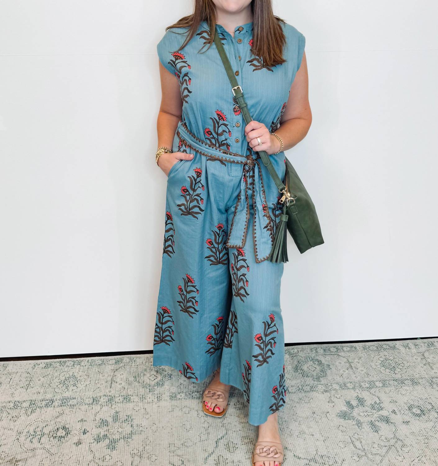 Ivy Jane Block Print Jumpsuit in slate - women's pants
