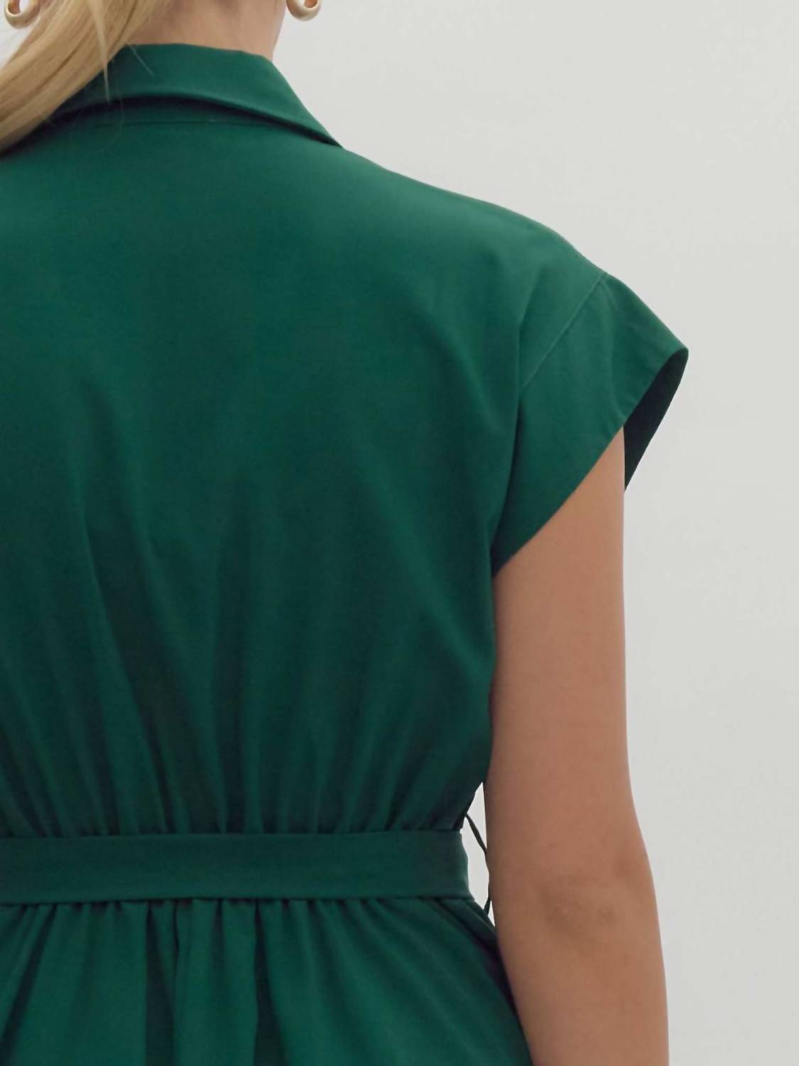 entro Crystal Embellished Mini Dress in hunter green - women's dress - view 7