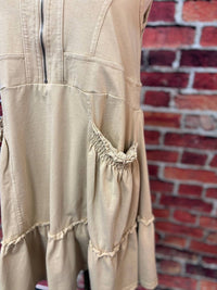 Carole Christian - Women's Washed Neutral Zip-front Tiered Tunic Dress