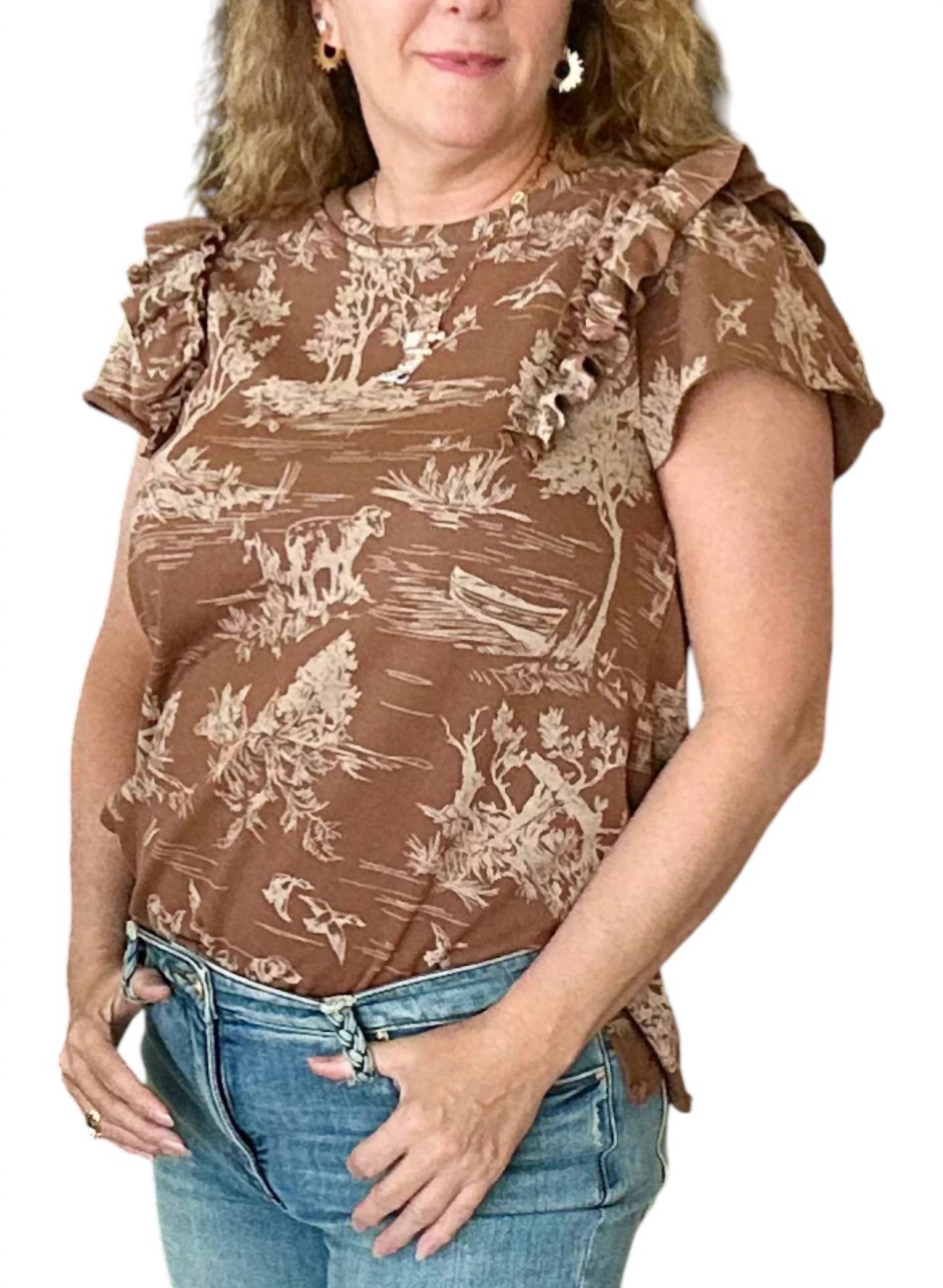 Umgee - PRINTED RUFFLE TOP