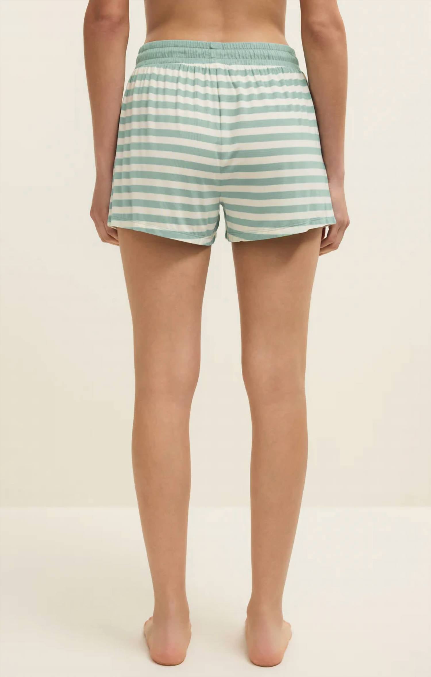 Z Supply Nori Stripe Short in crystal green - women's shorts - detail view