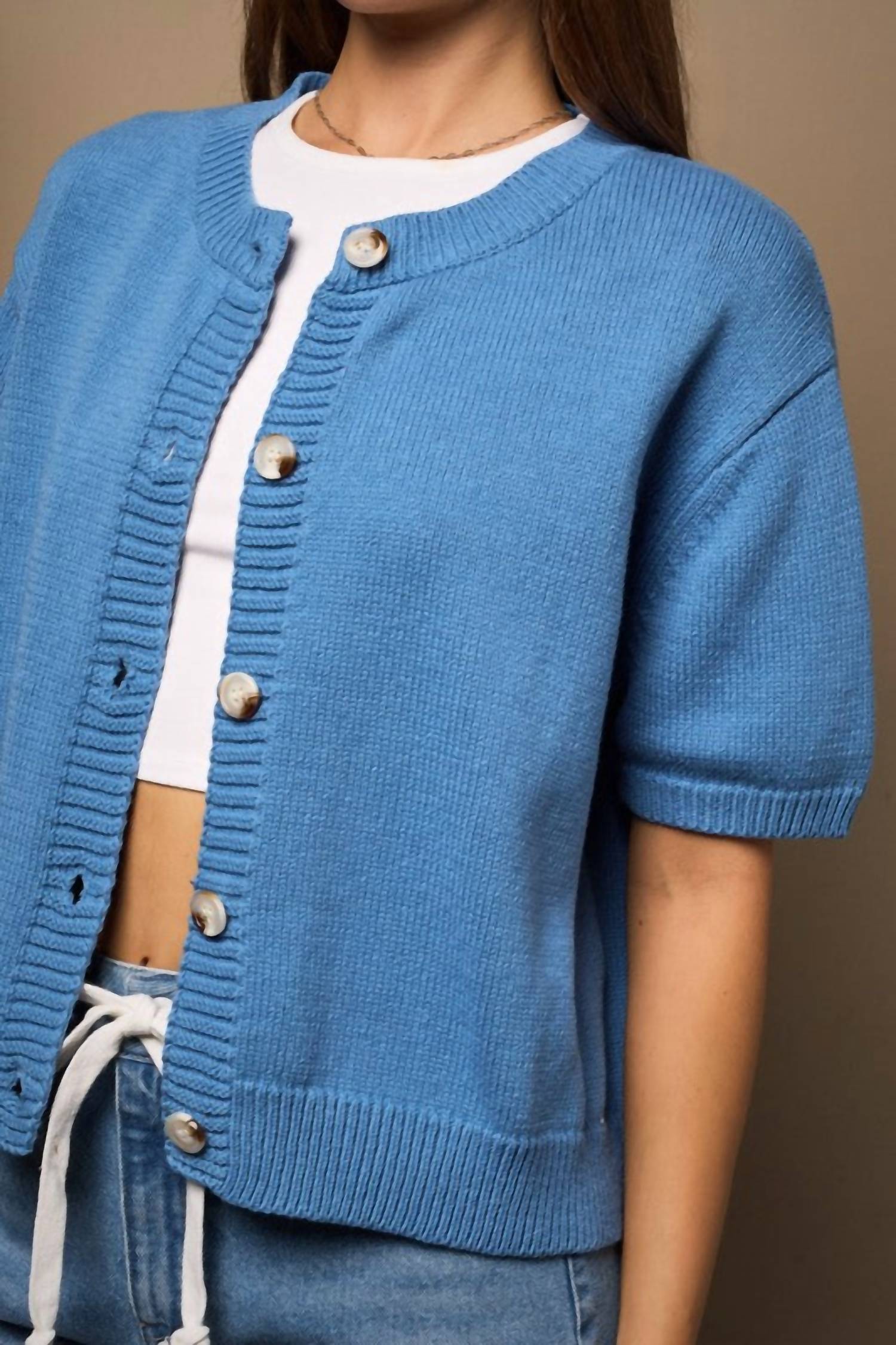 Le Lis - Short Sleeve Cardigan Sweater