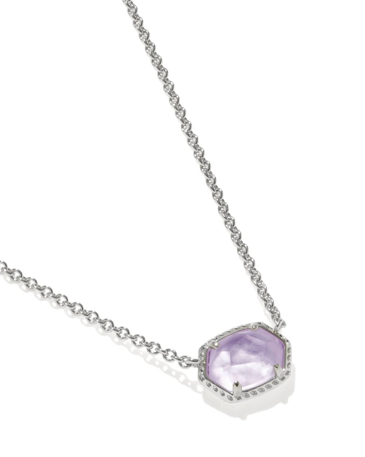 Kendra Scott Women's Daphne Frame Short Pendant Necklace in rhodium purple amethyst - women's jewelry - alternate view