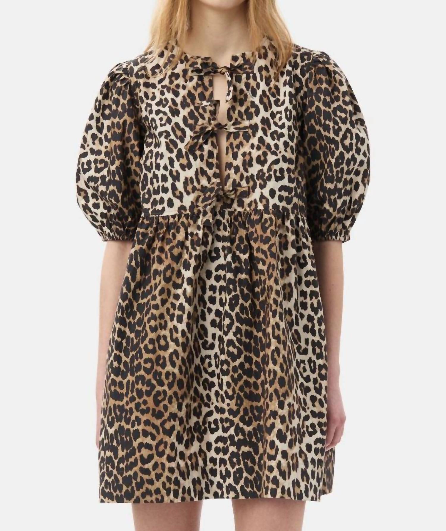 Ganni - Printed Cotton Tie String Mini Dress