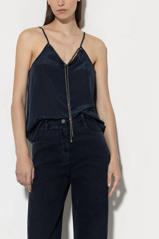 Luisa Cerano - Rhinestone Cord Spaghetti Top