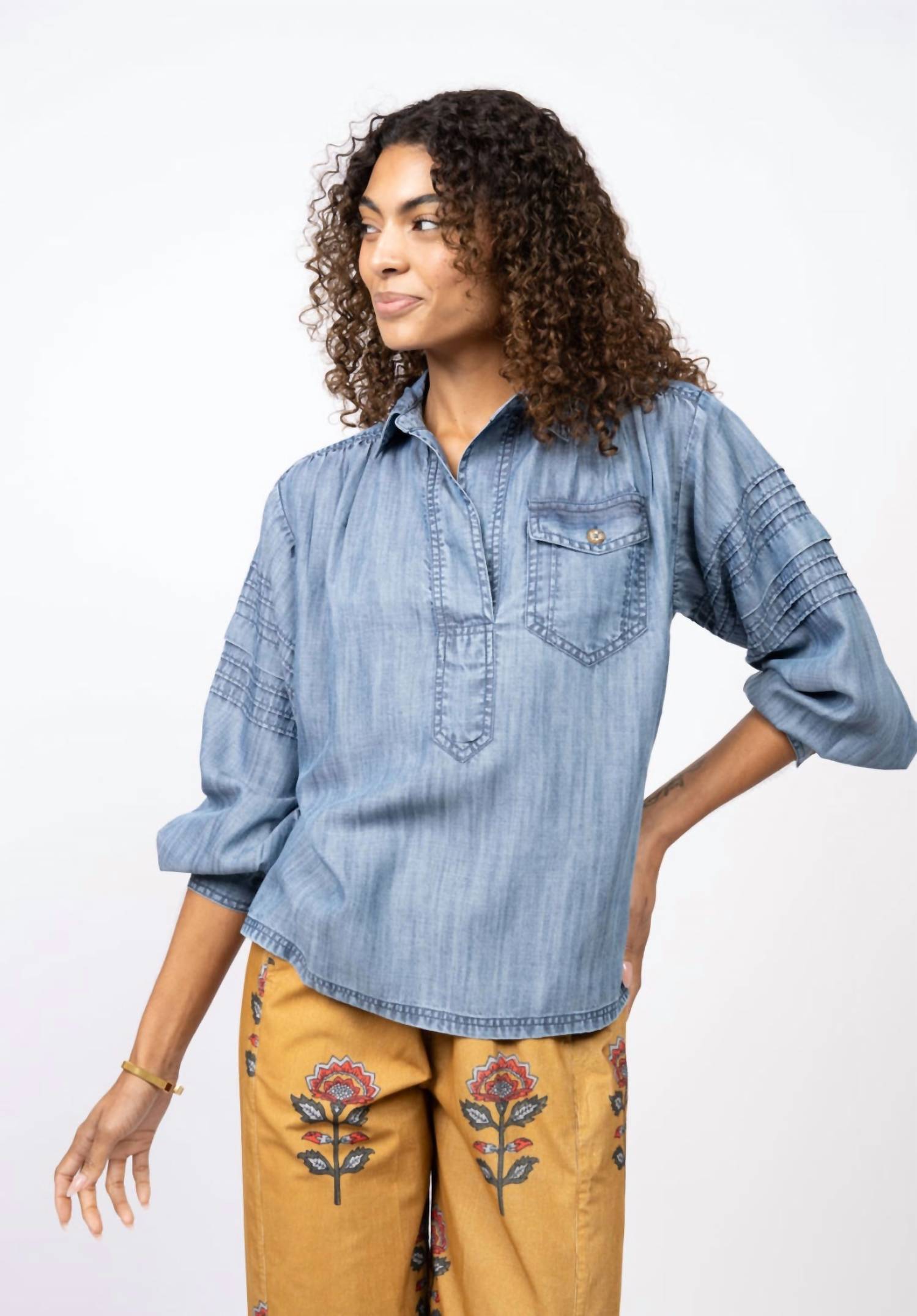 Ivy Jane - Tuck Sleeve Popover Shirt