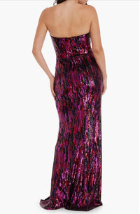DRESS THE POPULATION Nikita Sequin Strapless Gown in fuchsia multi - women's dress - view 4