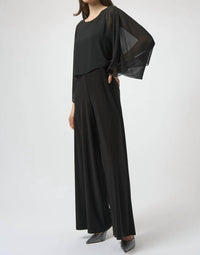 Joseph Ribkoff - Wide-Leg Chiffon Overlay Jumpsuit