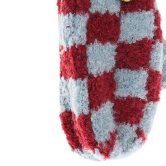 C.C - Women's Checkered Pattern Boucle Mitten