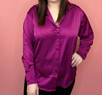 Before You Women's Smooth Elegance Satin Top in orchid - women's blouse - detail view