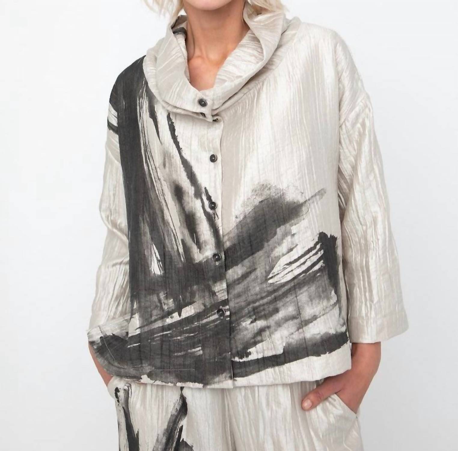 Ozai N Ku - Artistic Button Front Blouse Jacket